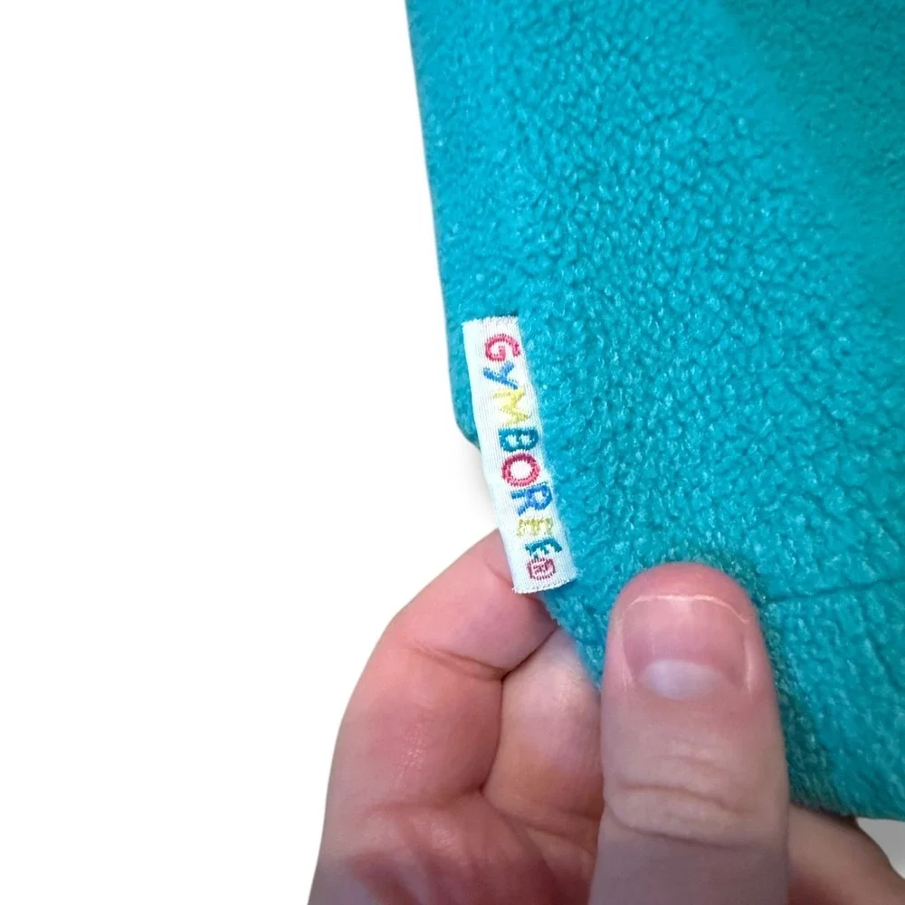 Vintage Gymboree Kids Toggle Fleece Jacket Sz Large Teal Hooded 1980s Colorblock